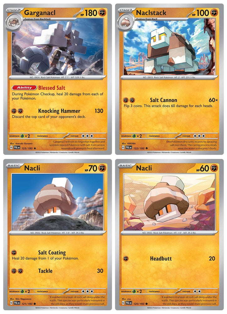 Garganacl 123/193 - Paldea Evolved - Pokemon Evolution Set - 4 Card Lot - Scarlet & Violet