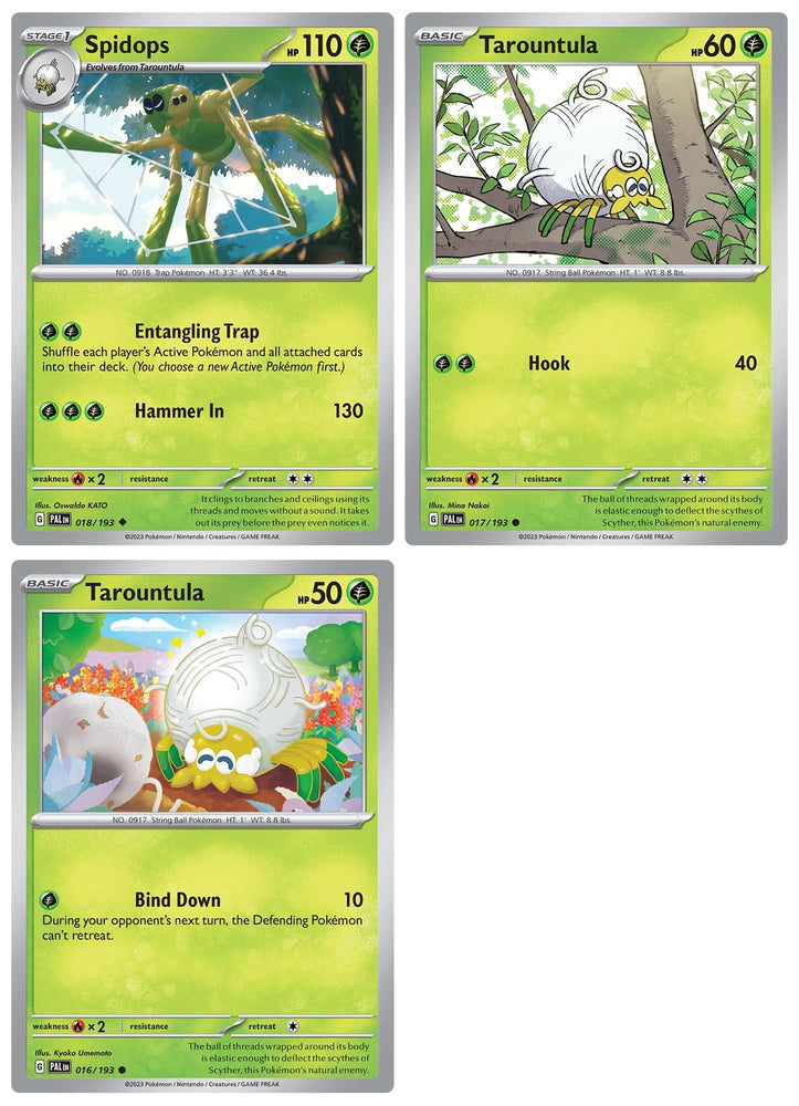 Spidops 018/193 - Paldea Evolved - Pokemon Evolution Set - 3 Card Lot - Scarlet & Violet