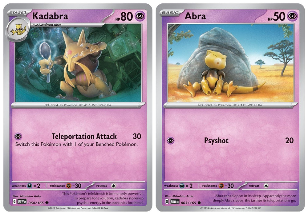 Kadabra 064/165 - Abra - Pokemon 151 - Evolution Card Lot