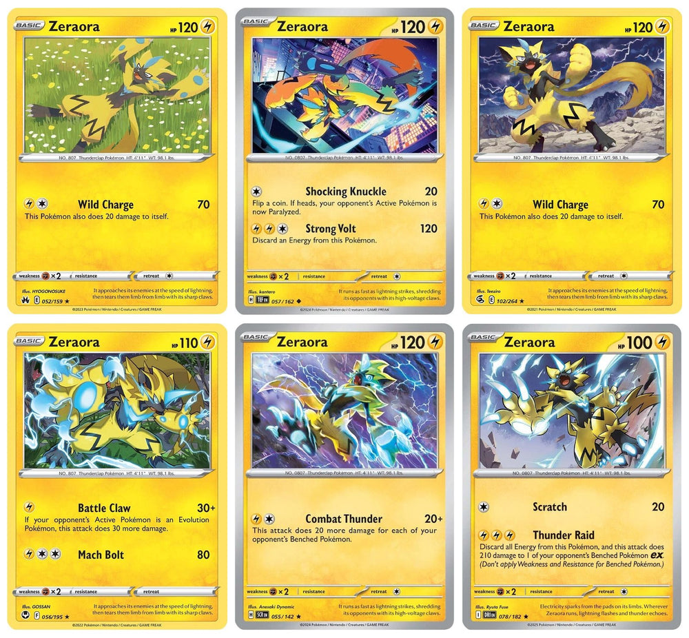 Zeraora- Mythical Pokemon Cards x6 - Big Lot- Fusion Strike Crown Zenith 102/264