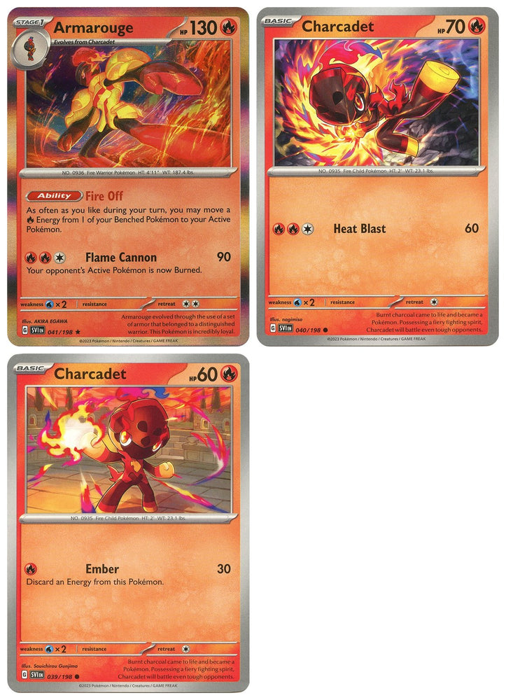 Armarouge 041/198 - Scarlet & Violet - Pokemon Evolution 3 Card Lot - Charcadet