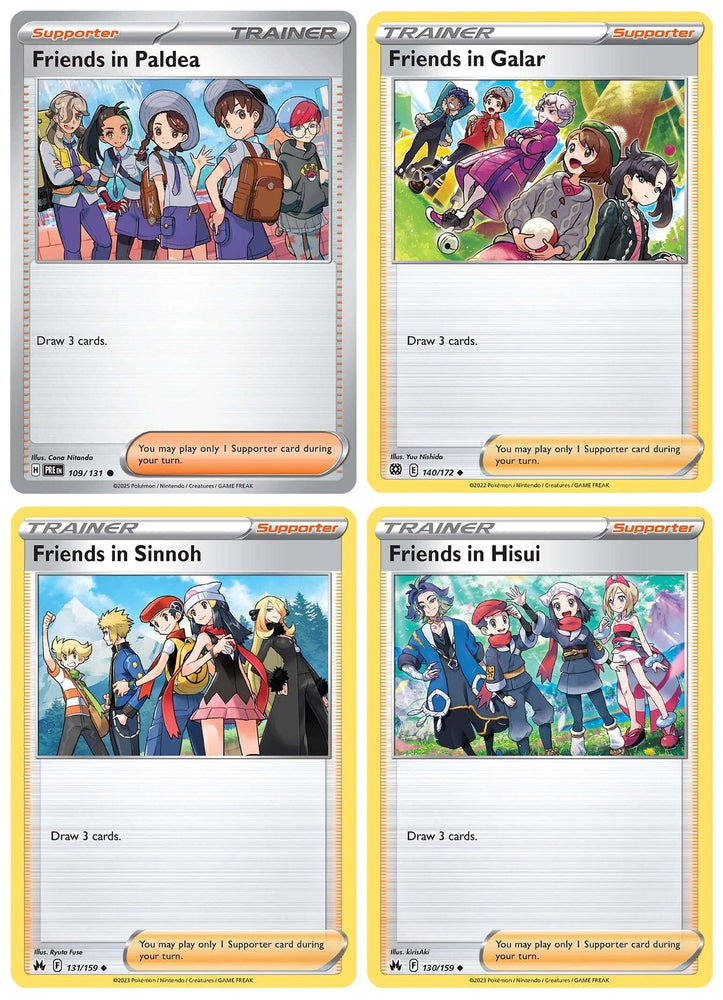 Friends in Paldea Hisui Galar Sinnoh - Pokémon Trainer Card - 4 Card Lot  109/131  Prismatic Evolutions Crown Zenith