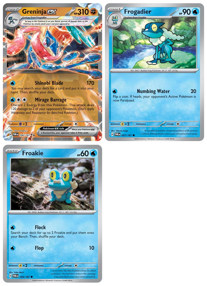 Greninja ex 106/167  Twilight Masquerade  Pokemon Card Lot Frogadie & Froakie