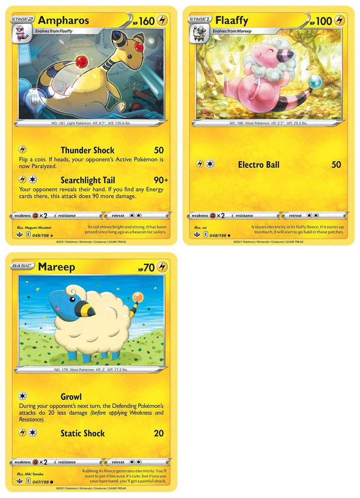 Ampharos 049/198 - Chilling Reign - Rare - Pokemon Evolution 3 Card Lot - Lightning Stage 2
