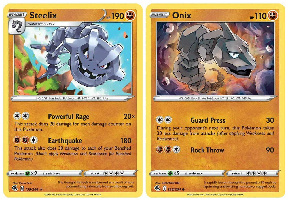 Pokemon Steelix 139/264 - Fusion Strike - Evolution Card Lot- Rare - 2 Fighting Type