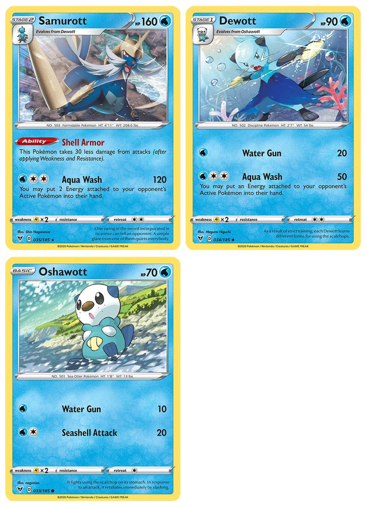 Samurott 35/185 - Vivid Voltage - Pokemon Evolution Rare 3 Card Lot