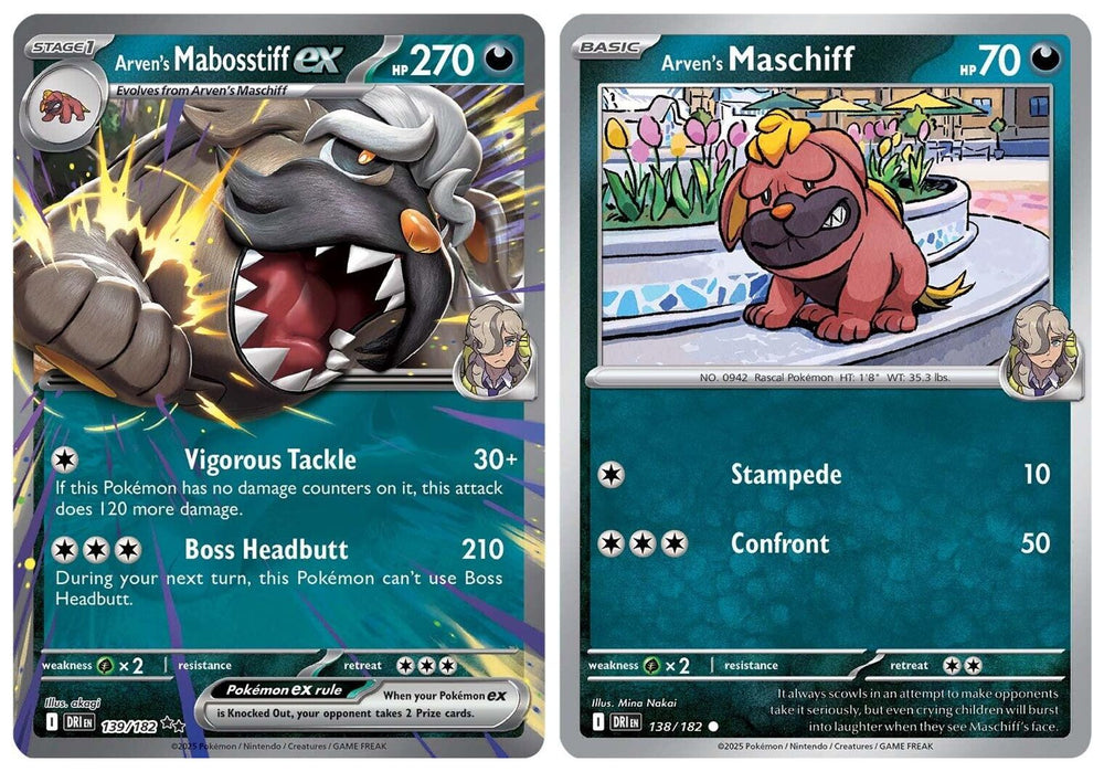Arven's Mabosstiff ex 139/182 - Destined Rivals  Pokemon Card Lot