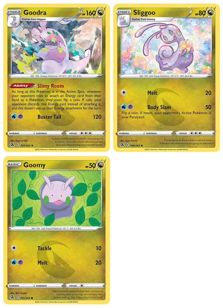 Goodra 197/264 - Fusion Strike - Evolution Pokemon 3 Card Lot - Rare - Dragon Type