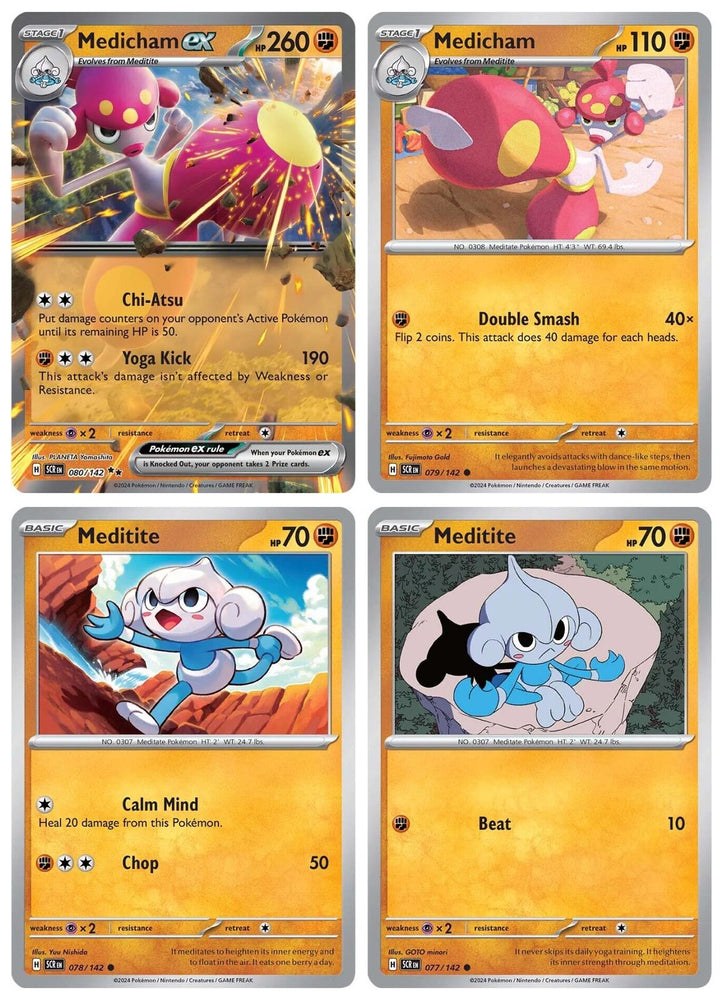 Medicham ex 080/142 - Stellar Crown Pokemon Card Lot - 4 Card Set