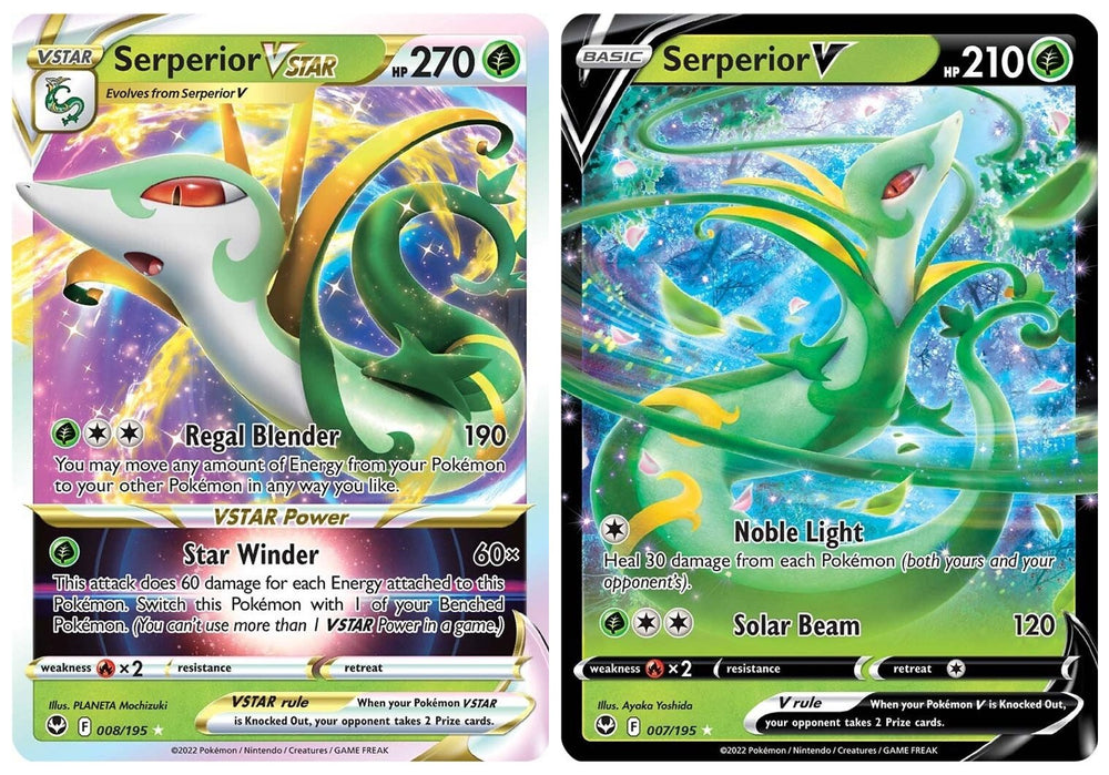 Serperior V & Vstar 008/195- Silver Tempest - Pokemon Ultra Rare Card Lot - 2 Card Set