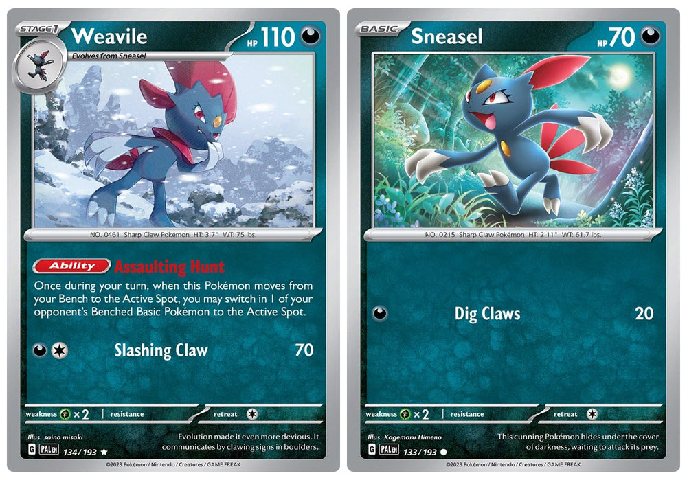 Weavile 134/193 - Paldea Evolved - Pokemon Evolution Set - 2 Card Lot - Scarlet & Violet