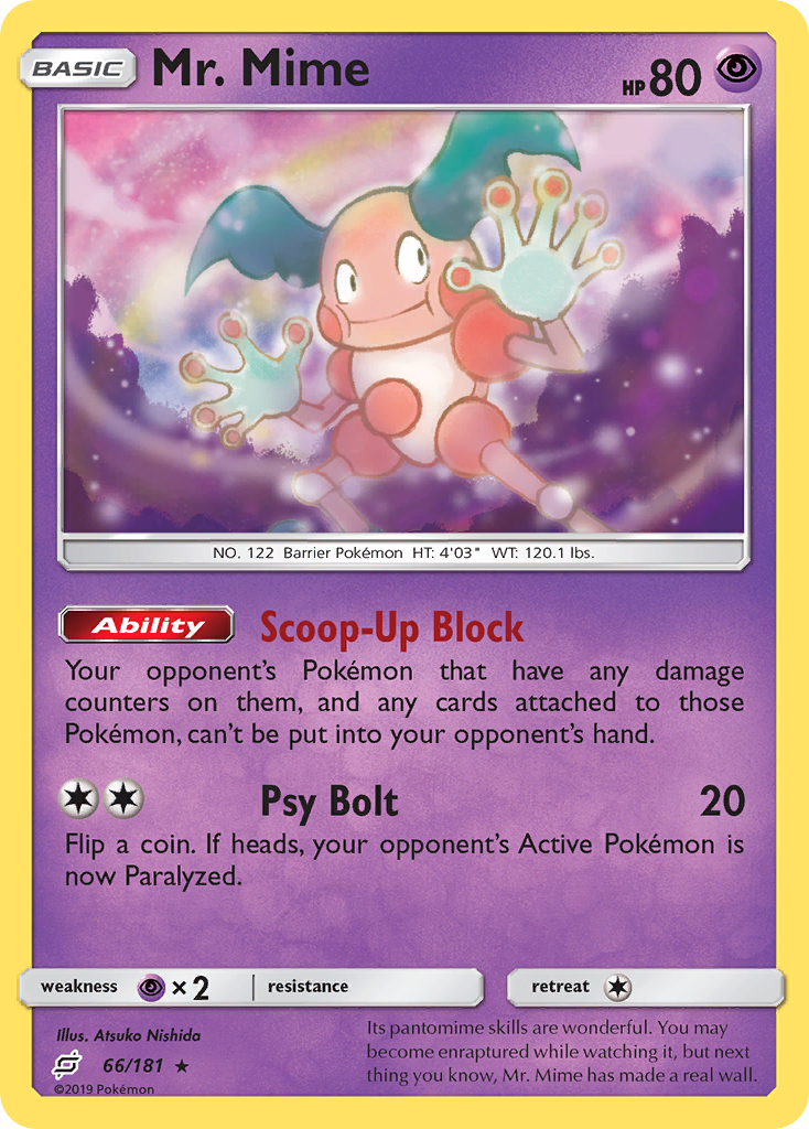 pokemon card mr mime Mr. (66/181) [Sun & Moon: Team Up] Commemorate your favorite tabletop Dragonite (Wizards of the Color:Pastel Pink gamer