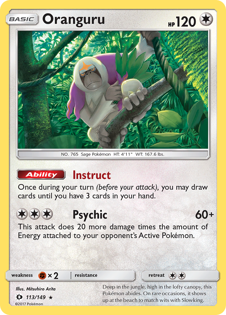 oranguru pokemon card shiny Oranguru (113/149) [Sun & Moon: Base Set]