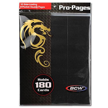 BCW Diversified BCDPRO18SBLK Pages - 18-Pocket Pages Side Load, Black - Pack of 10