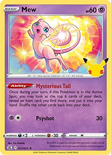 Pokémon Cards, 25th Anniversary Celebrations, No Duplicates Guaranteed! (10 Pack)