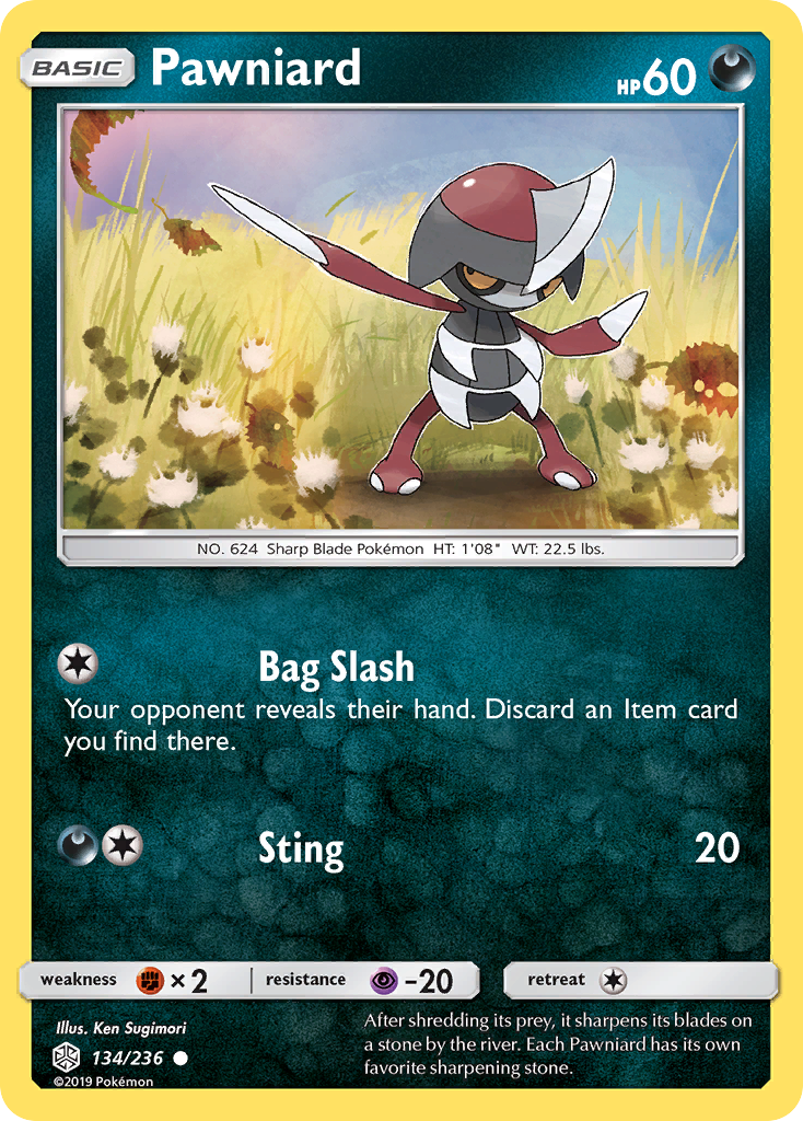 pokemon card pawniard Pawniard (134/236) [Sun & Moon: Cosmic Eclipse]