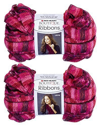 Red Heart Bulk Buy Boutique Ribbons Yarn (2-Pack) ~ 3.5 oz. Skeins