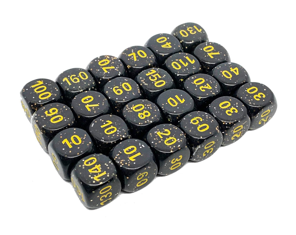 Pokemon Dice x24 Set - Damage Counters - Black Yellow W/Glitter - Arceus Trainer Toolkit 2023