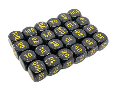 Pokemon Dice x24 Set - Damage Counters - Black Yellow W/Glitter - Arceus Trainer Toolkit 2023