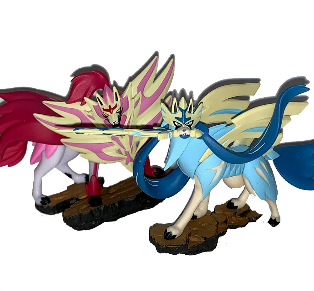 Pokemon - Shiny Zacian & Shiny Zamazenta - Mini Statue Desktop Fig - Crown Zenith - 2 Inches