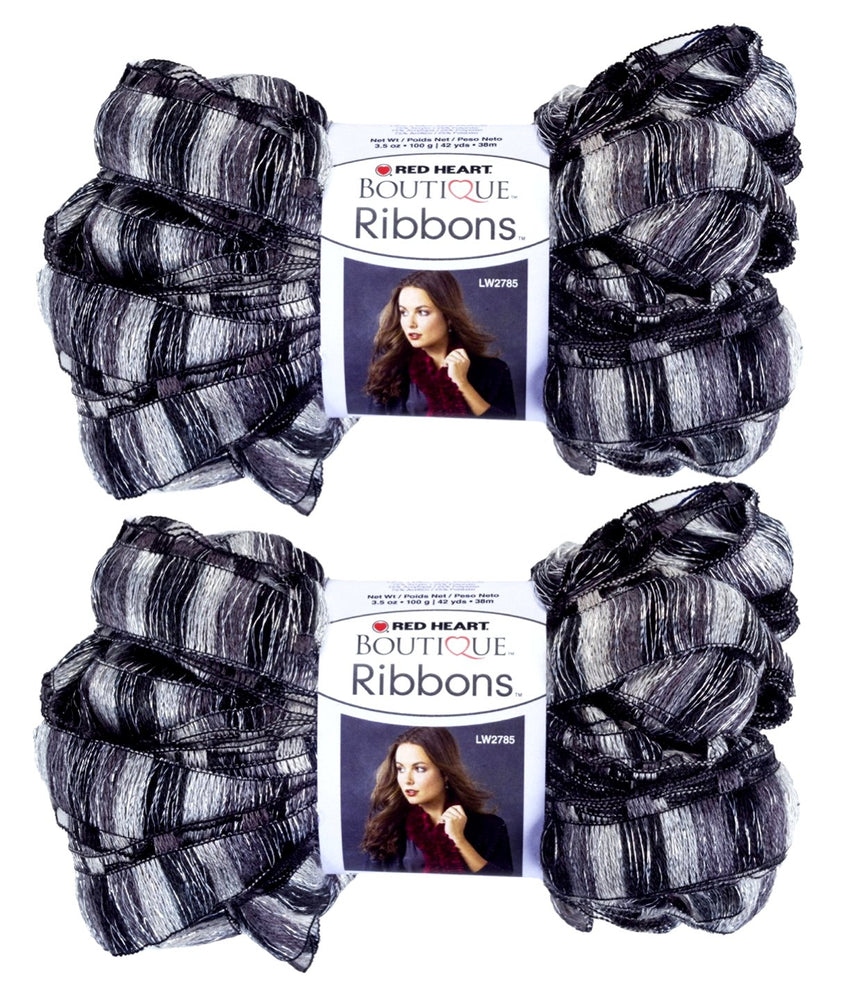 Red Heart Bulk Buy Boutique Ribbons Yarn (2-Pack) ~ 3.5 oz. Skeins